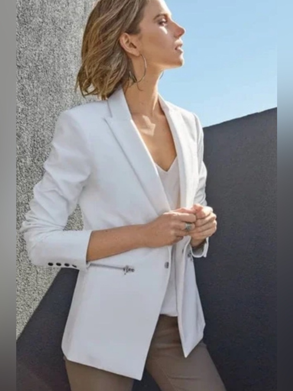 Veronica beard scuba Dickey jacket blazer white